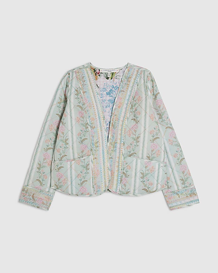 Green Floral Print Housecoat