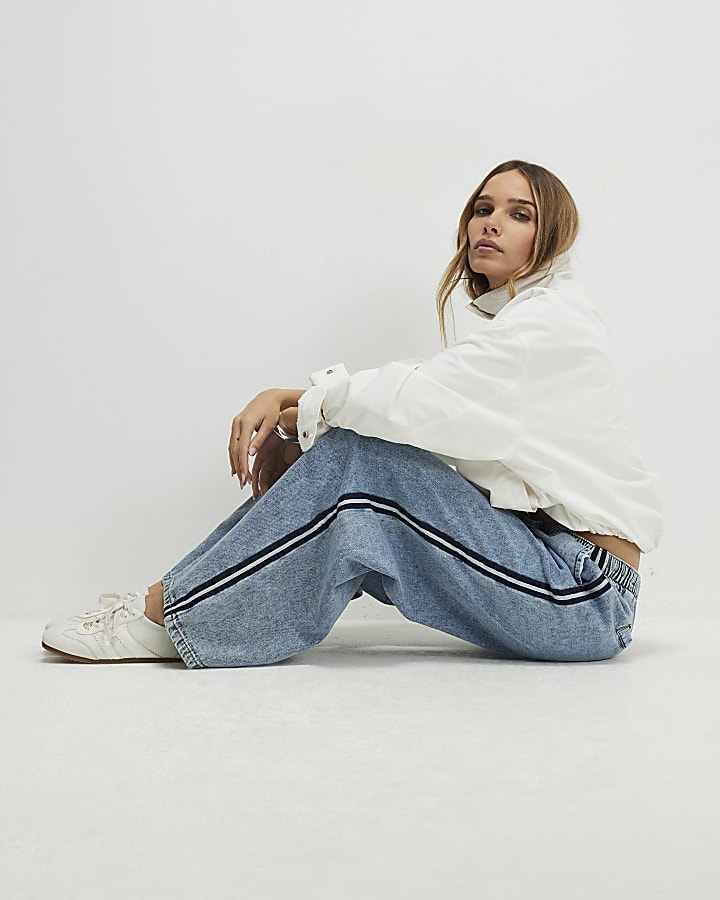 Blue Side Stripe Sporty Jogger Jeans