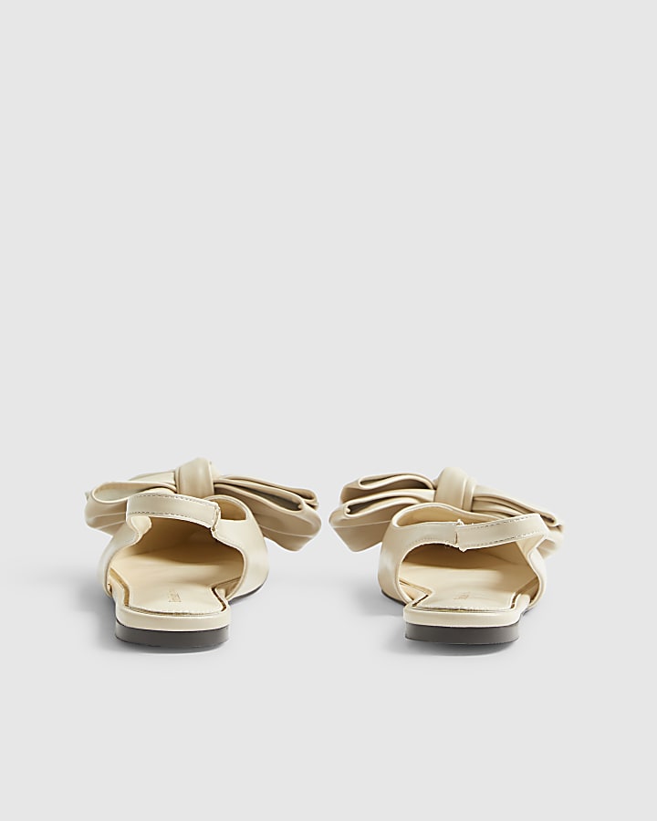 Cream Bow Sling Back Flats