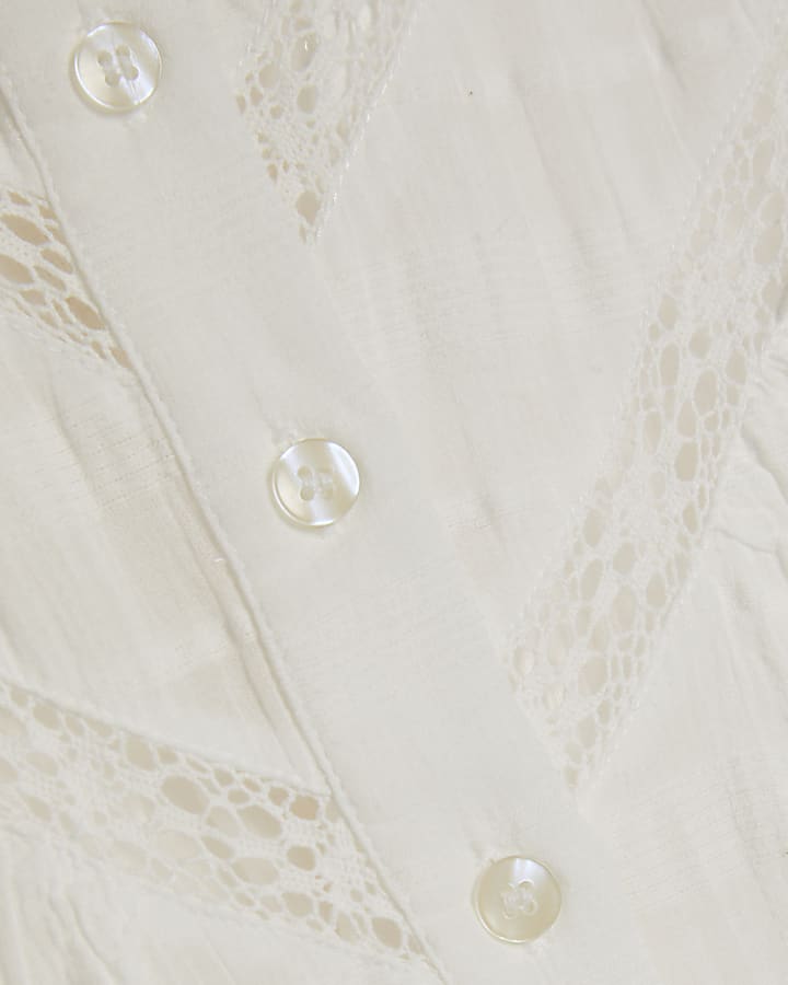 White Lace Button Through Blouse