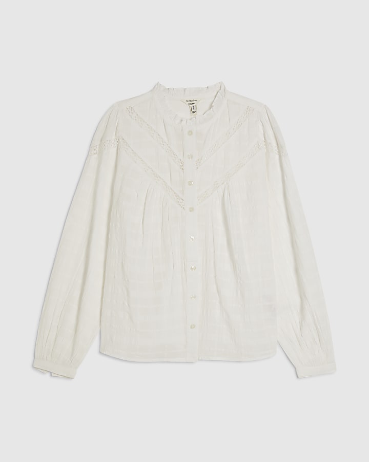 White Lace Button Through Blouse