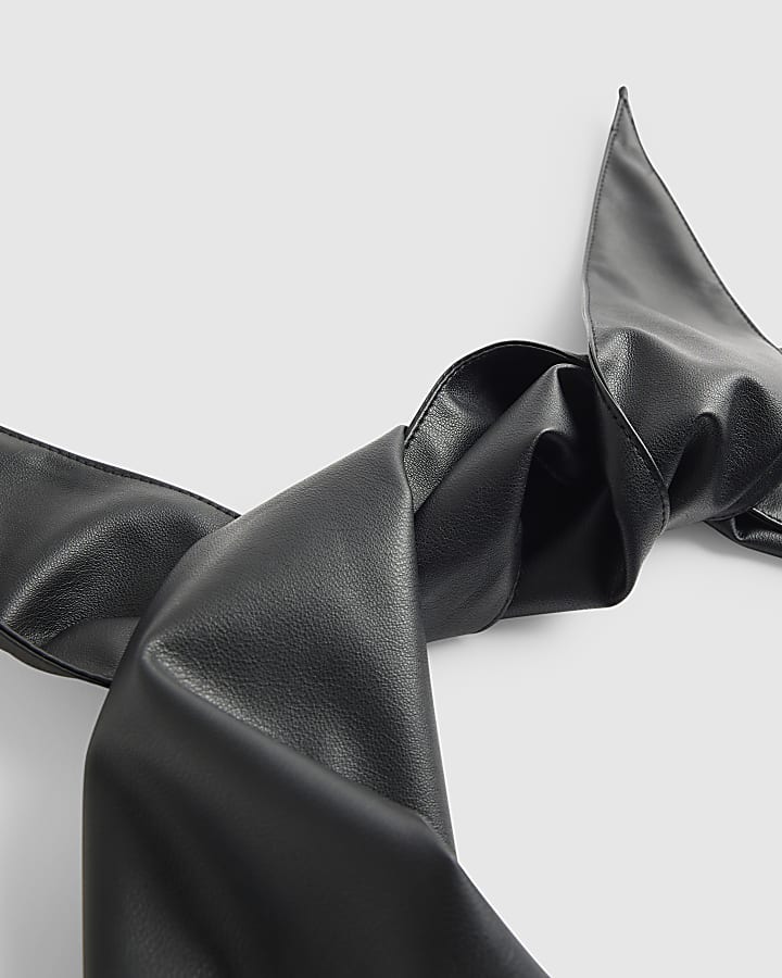 Black Faux Leather Multi Wear Scarf