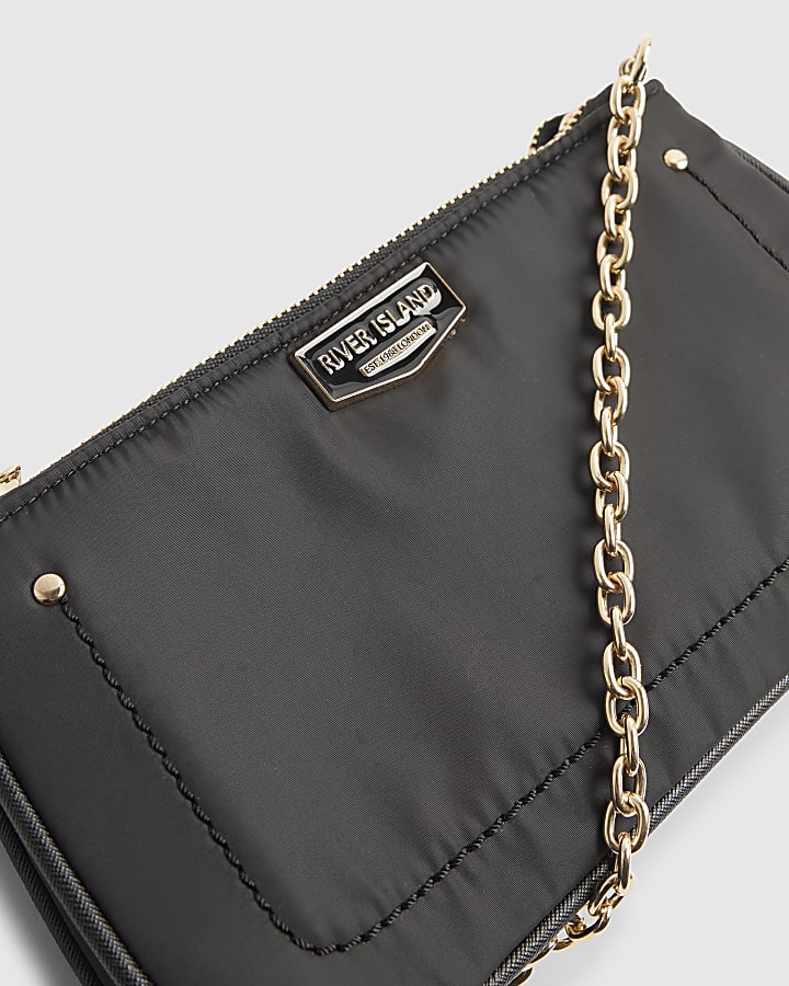 Black Double Compartment Cross Body Bag