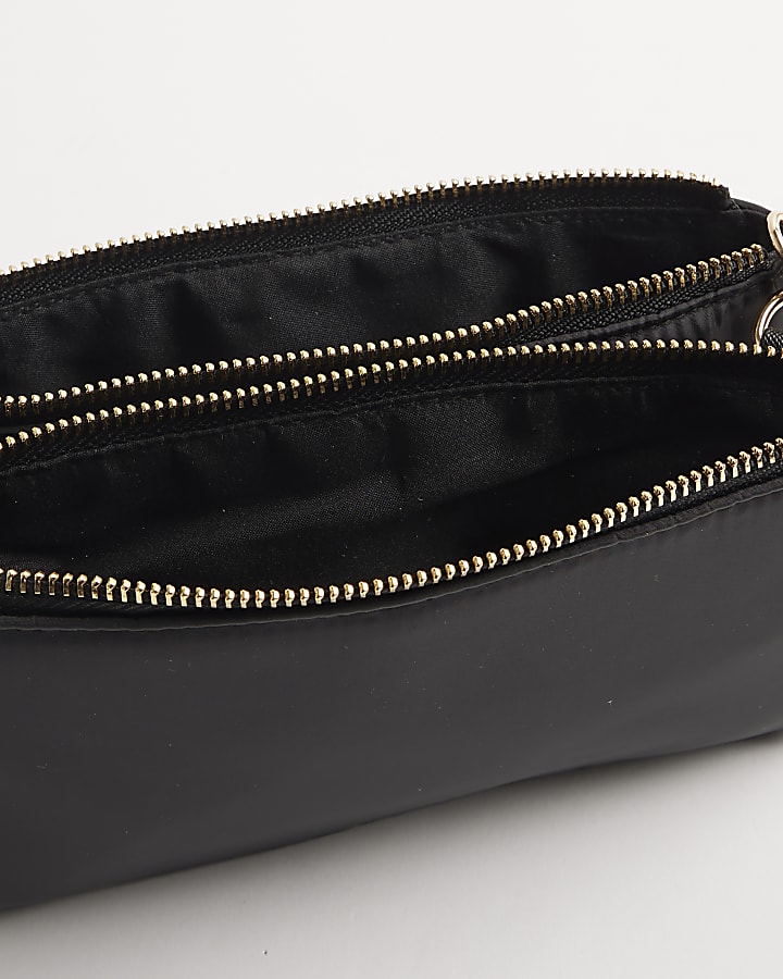 Black Double Compartment Cross Body Bag