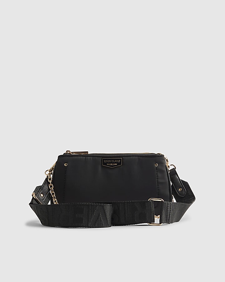 Black Double Compartment Cross Body Bag