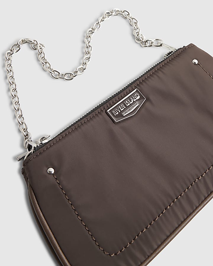 Brown Double Compartment Cross Body Bag