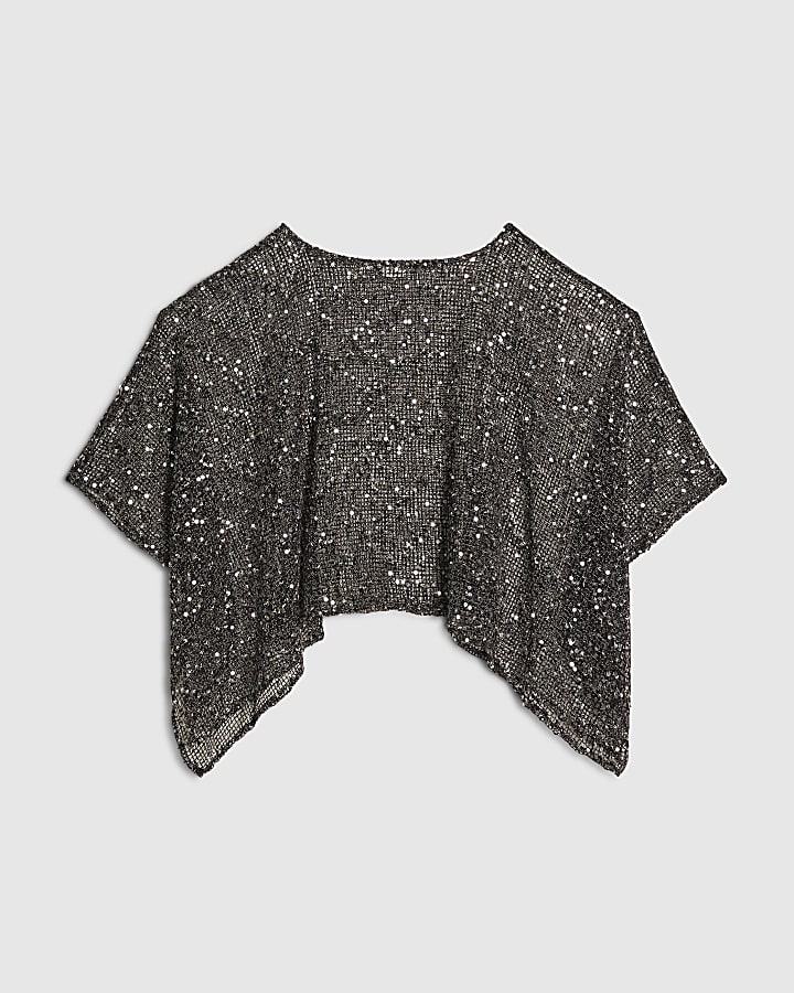 Black Sequin Knitted Cape