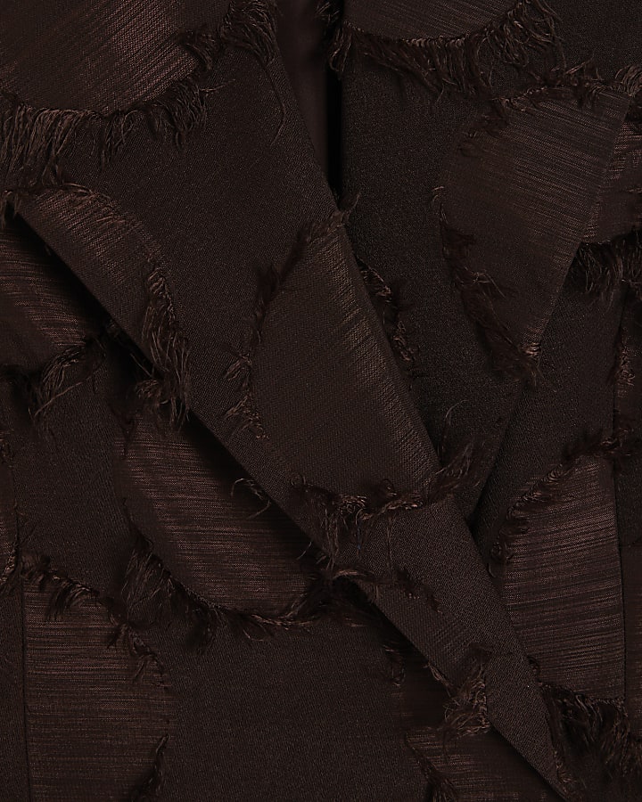 Brown Fringe Longline Duster Coat