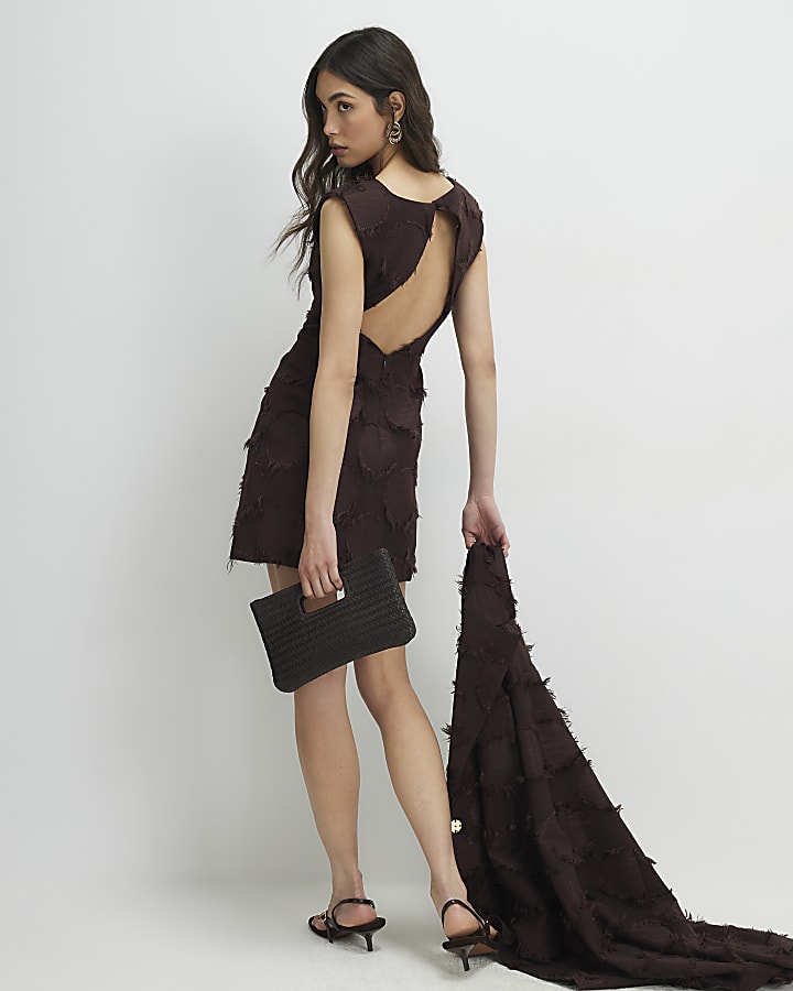 Brown Fringe Mini Dress