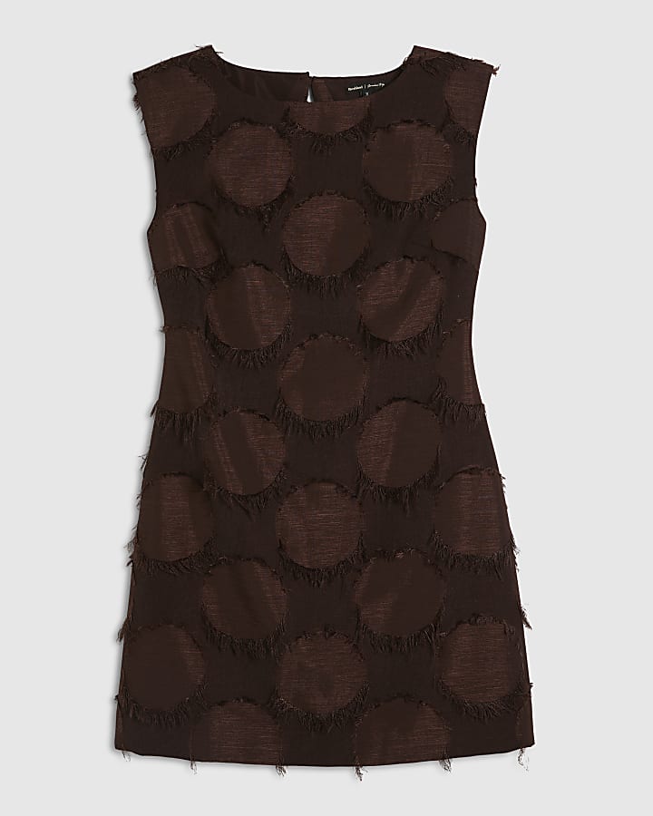 Brown Fringe Mini Dress