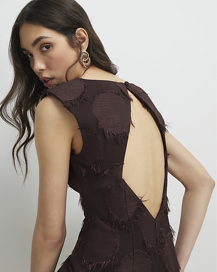 Brown Fringe Mini Dress