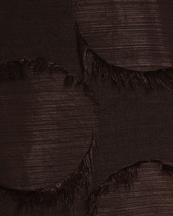 Brown Fringe Mini Skirt