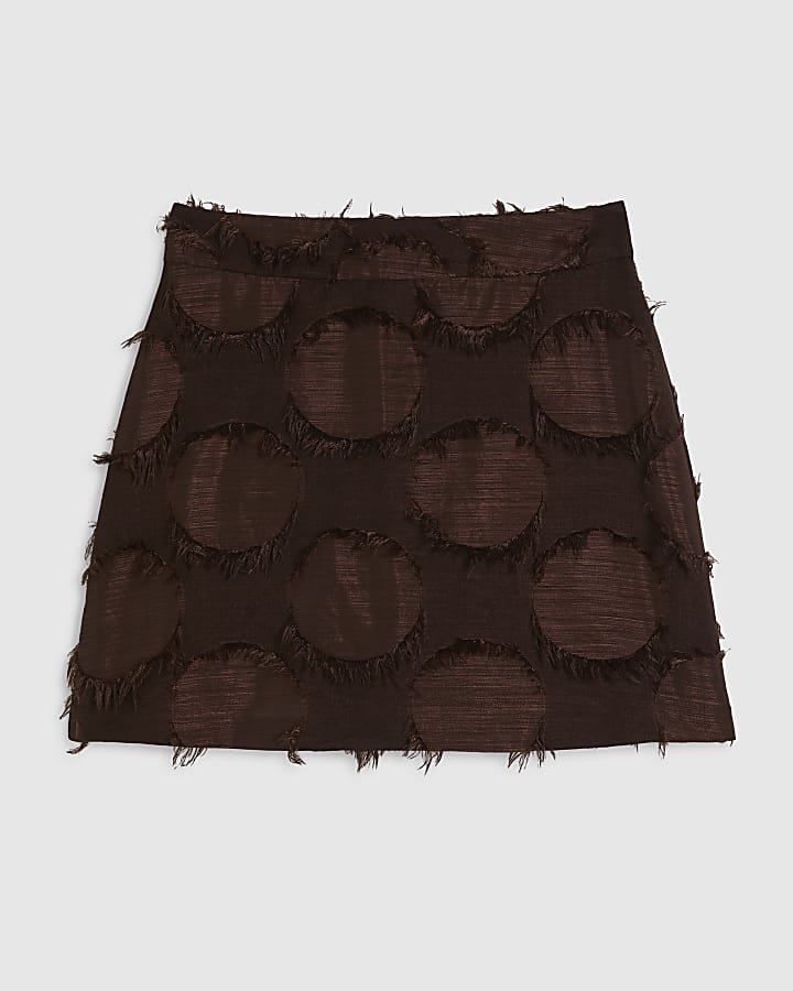 Brown Fringe Mini Skirt