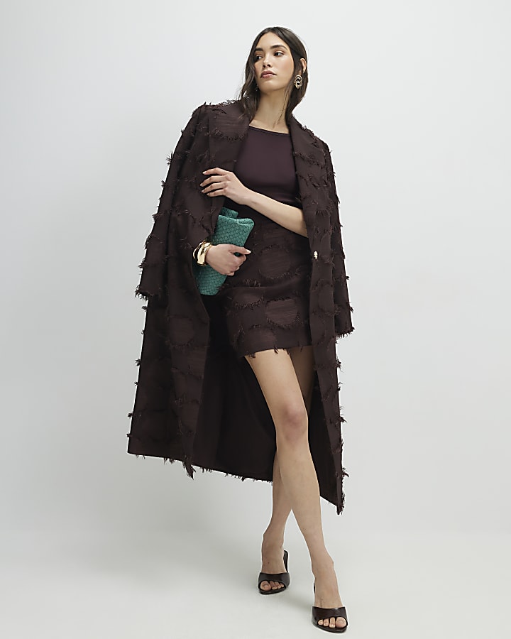 Brown Fringe Mini Skirt