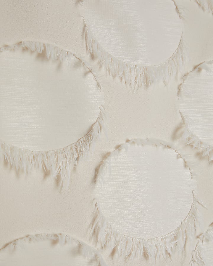 Cream Fringed Mini Skirt