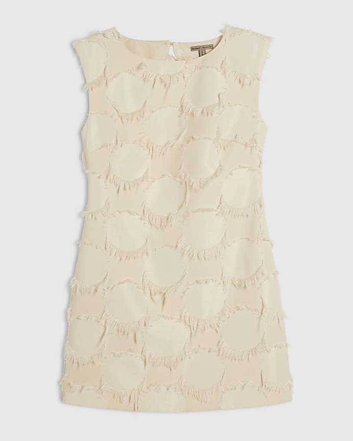 Cream Fringe Mini Dress