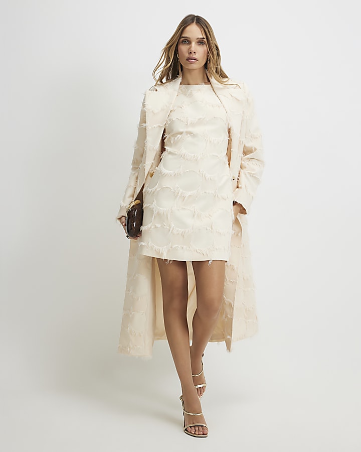 Cream Fringe Mini Dress