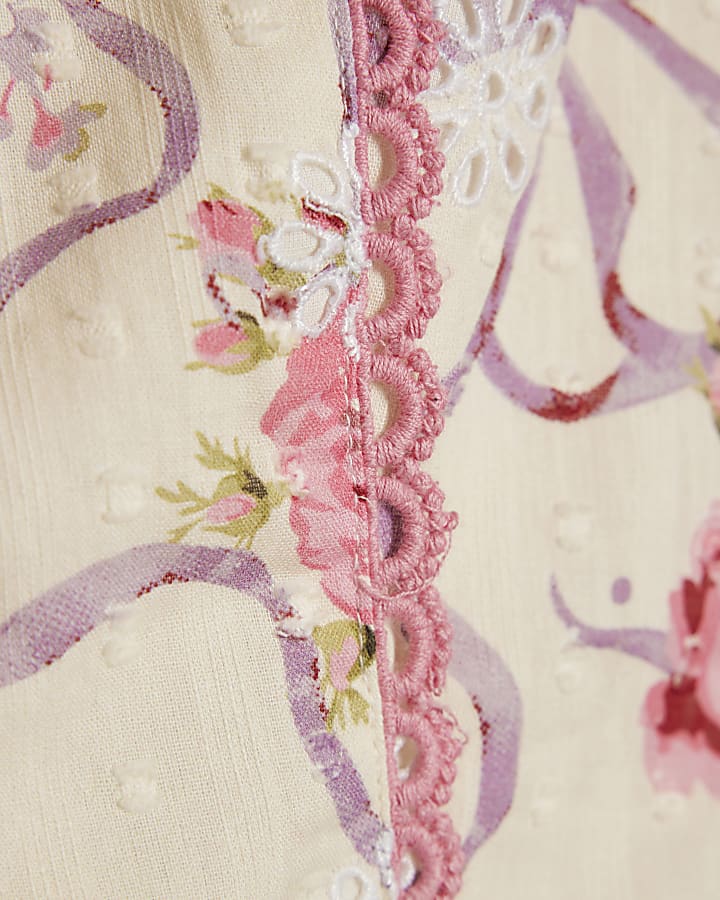 Cream Floral Printed Corset Top