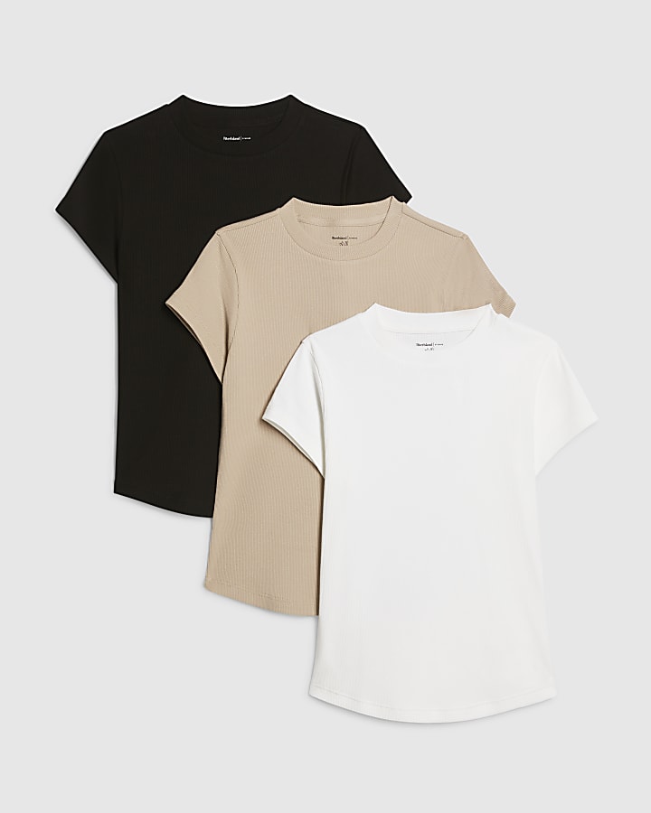 Black Ribbed Multipack T-Shirt