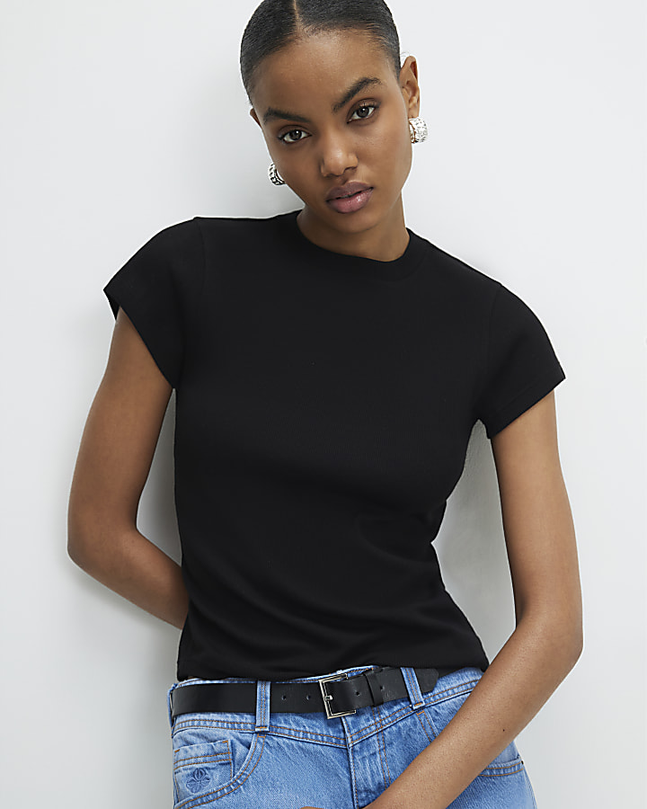 Black Ribbed Multipack T-Shirt