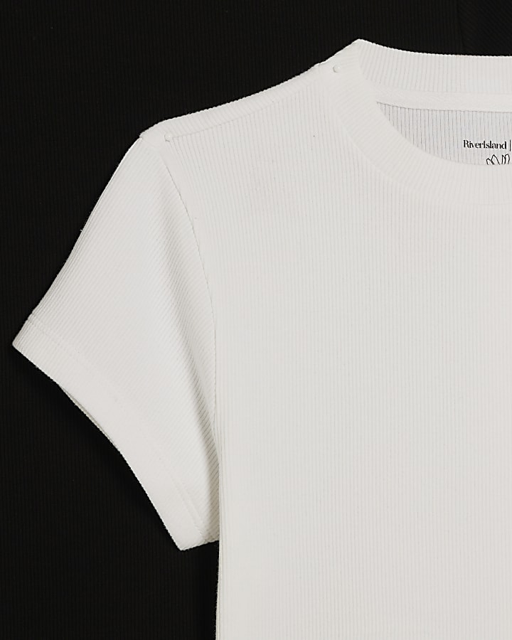 White Ribbed Multipack T-Shirt