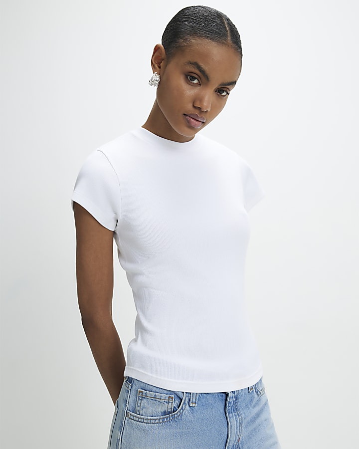 White Ribbed Multipack T-Shirt