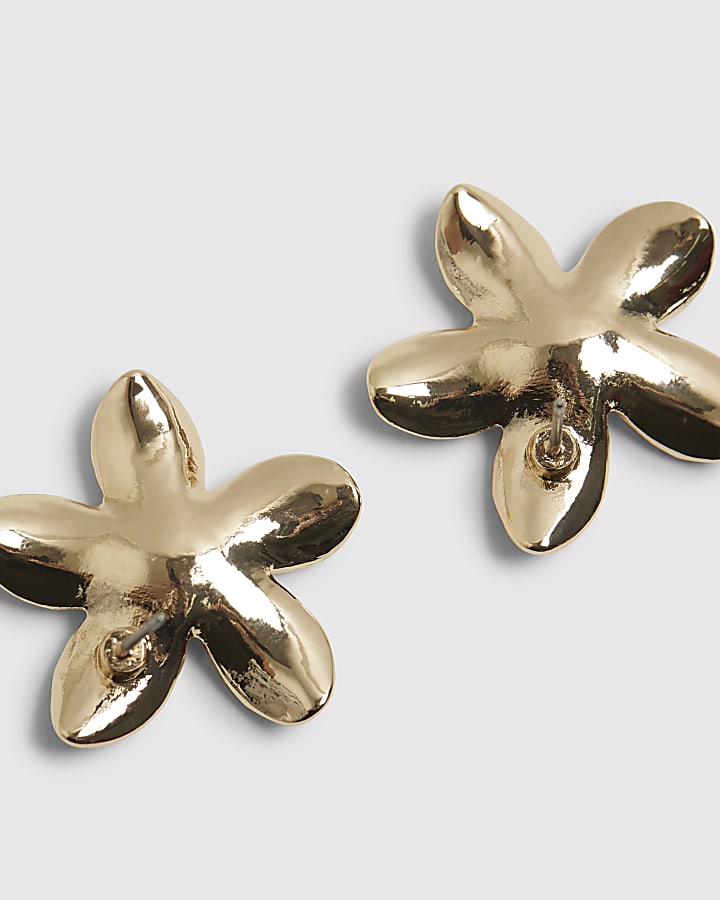 Gold Flower Stud Earrings