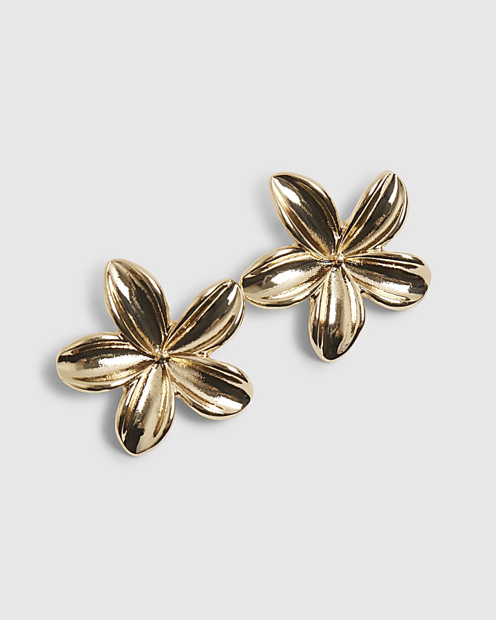 Gold Flower Stud Earrings
