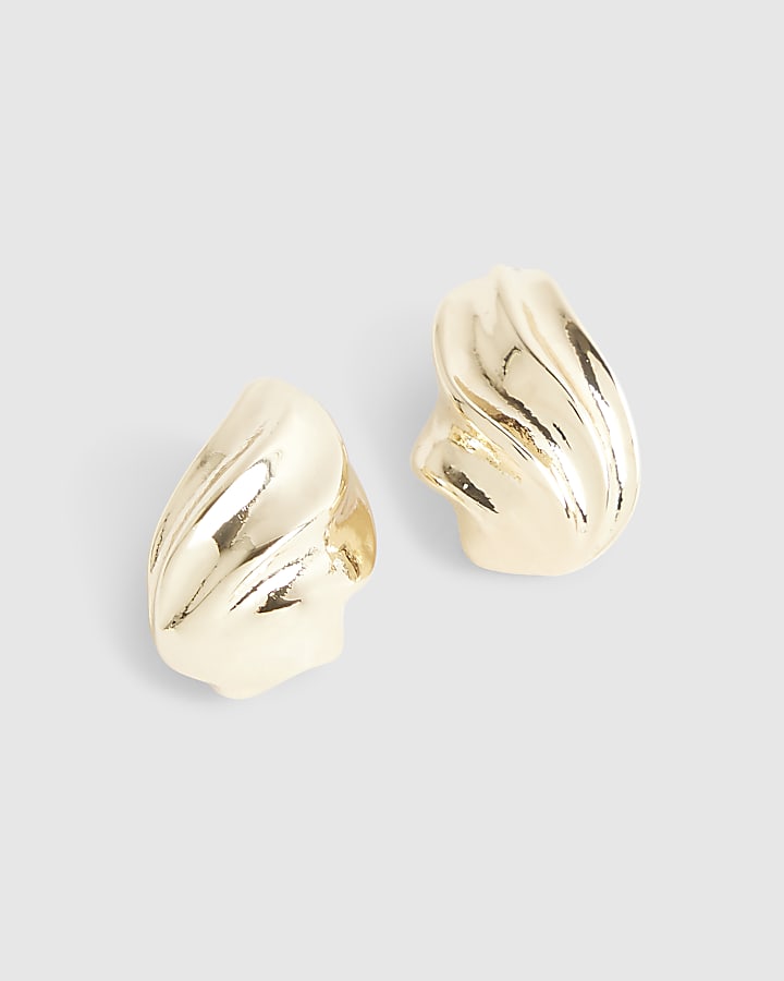 Gold Swirl Domed Stud Earrings