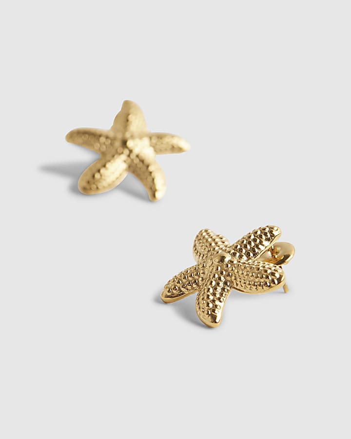 Gold Starfish Stud Earrings