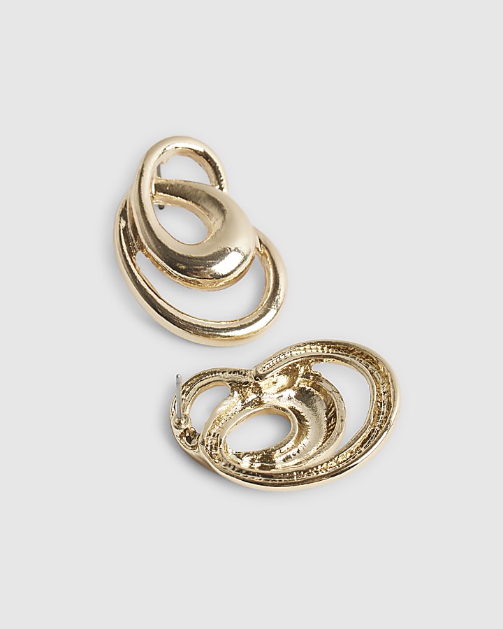 Gold Swirl Stud Earrings