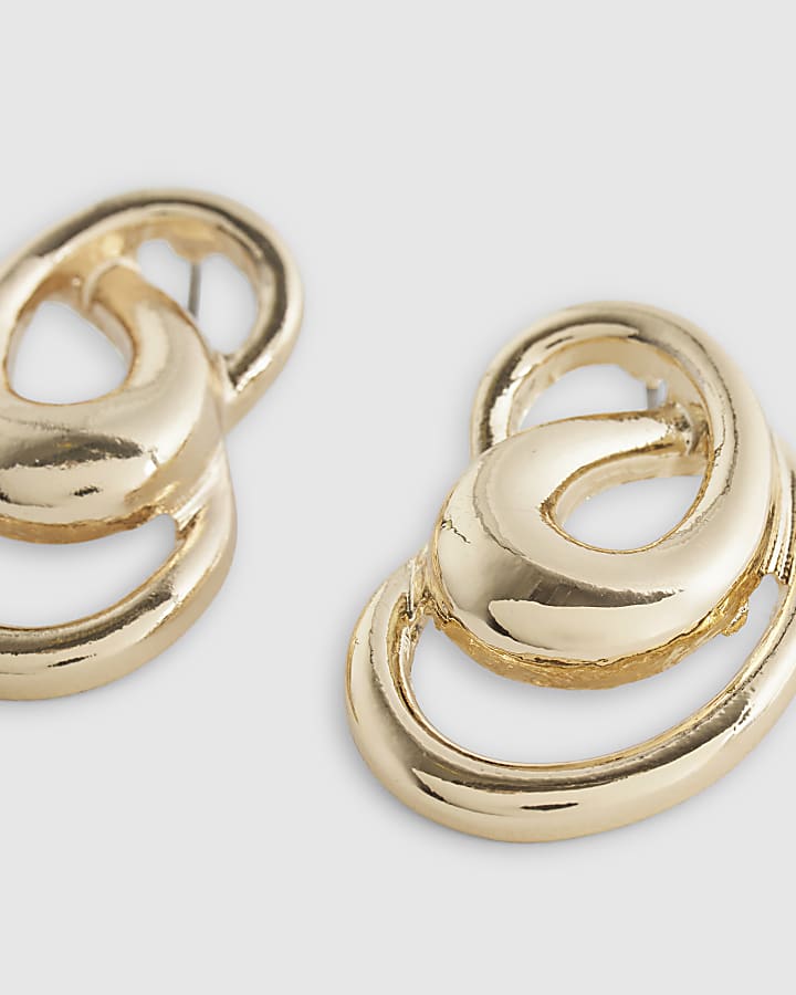 Gold Swirl Stud Earrings