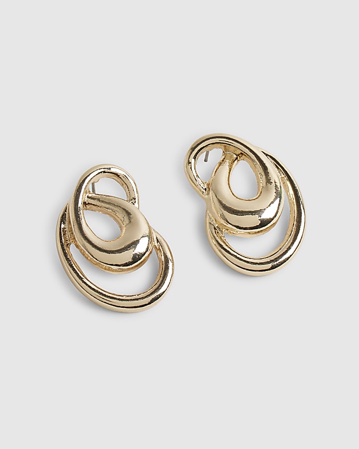 Gold Swirl Stud Earrings