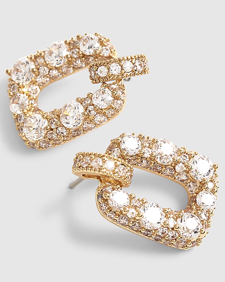 Gold Diamante Door Knocker Earrings