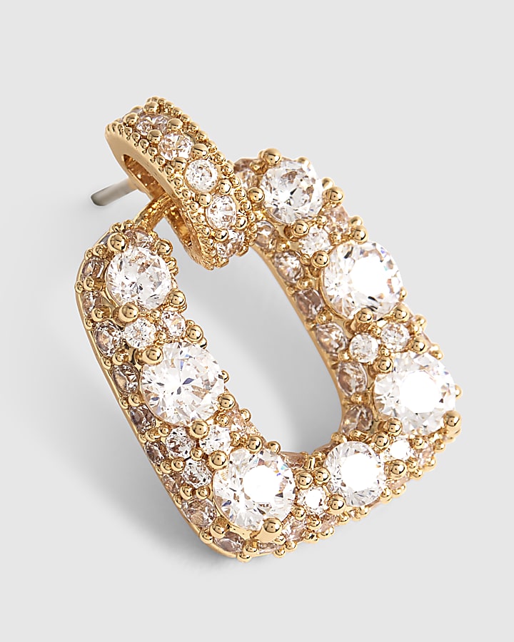 Gold Diamante Door Knocker Earrings