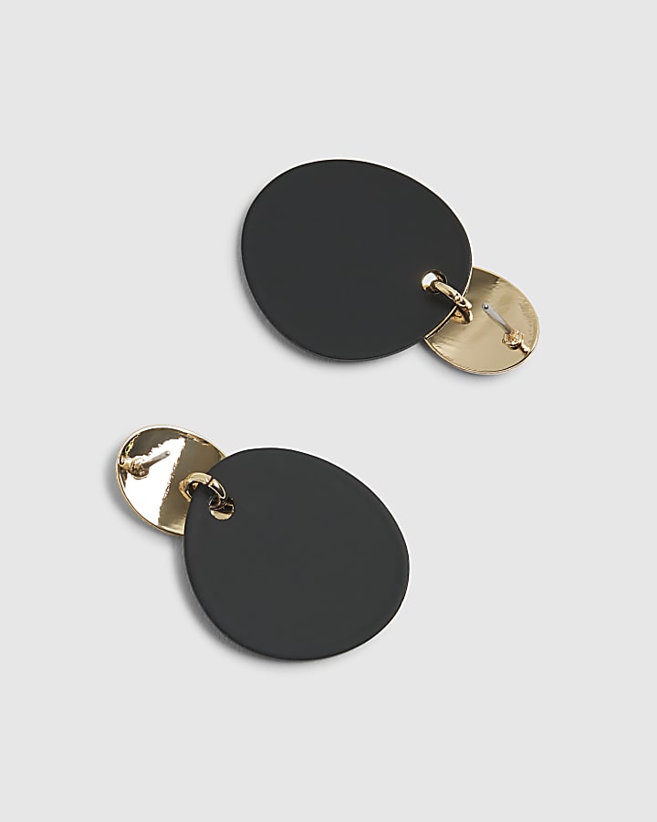 Gold Disc Drop Earrings