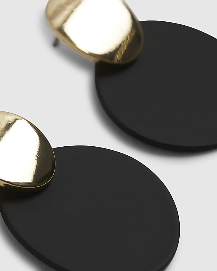 Gold Disc Drop Earrings