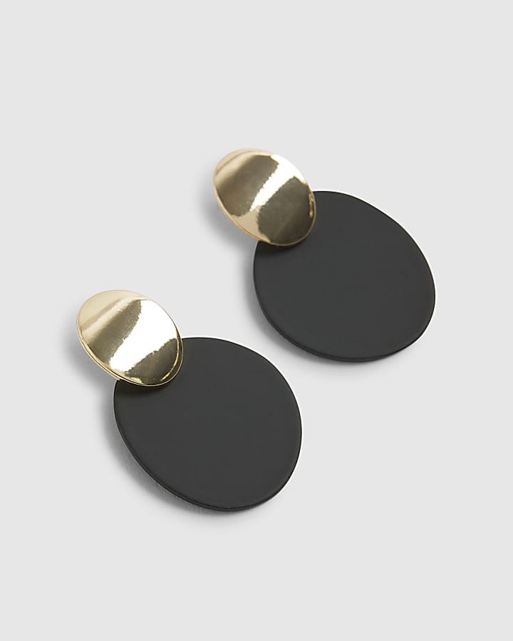 Gold Disc Drop Earrings