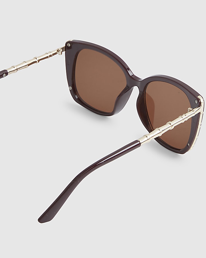 Red Cat Eye Bamboo Detail Sunglasses