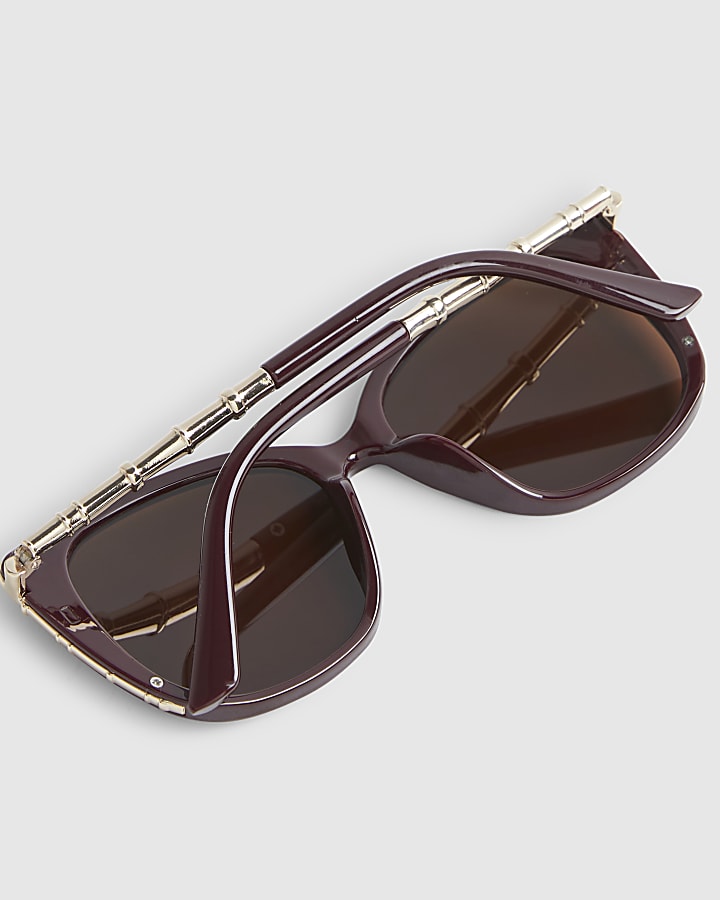 Red Cat Eye Bamboo Detail Sunglasses