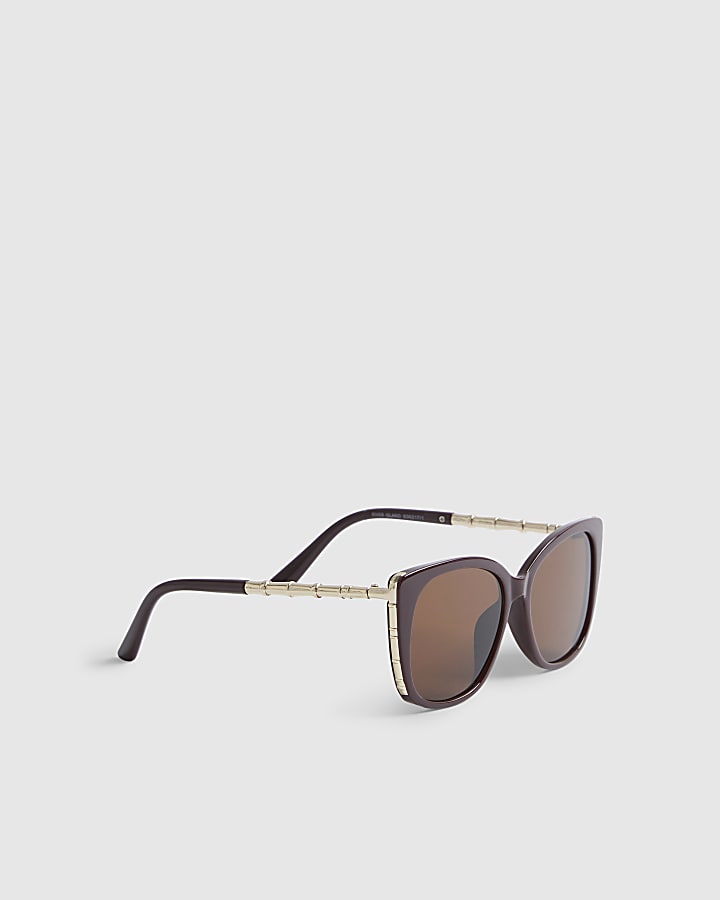 Red Cat Eye Bamboo Detail Sunglasses
