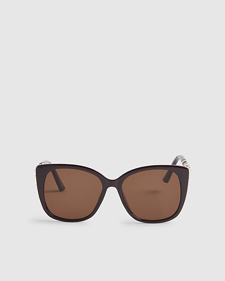 Red Cat Eye Bamboo Detail Sunglasses