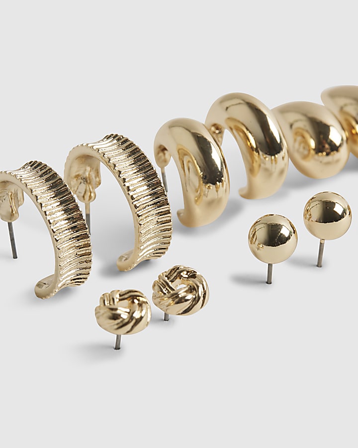 Gold Dome Hoop Multipack Earrings