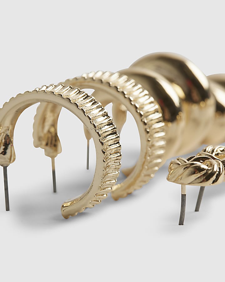 Gold Dome Hoop Multipack Earrings