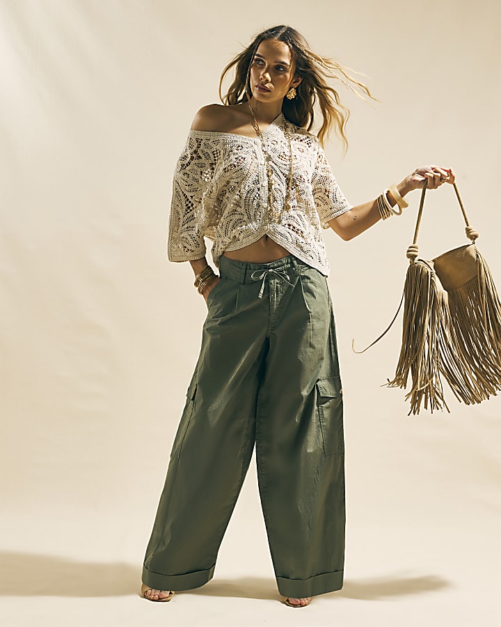 Beige Crochet Cardigan