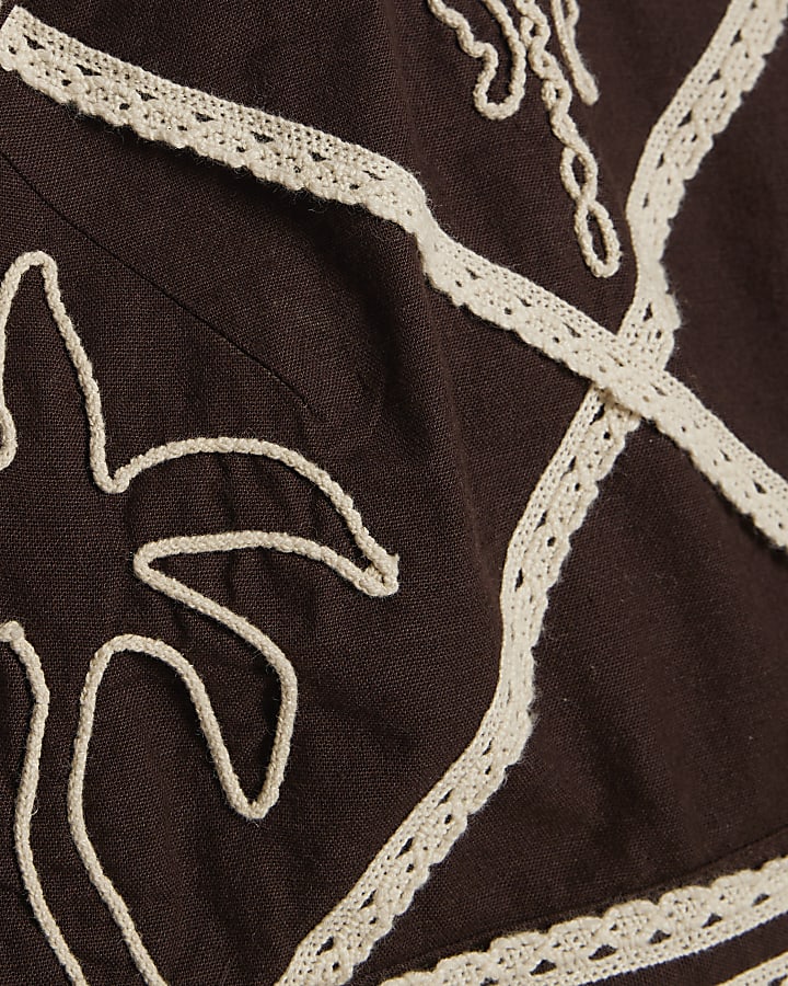 Petite Brown Motif Halter Mini Dress