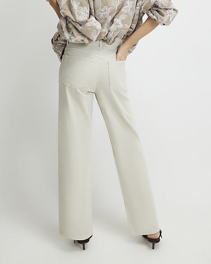 Cream Straight Leg Cropped Jeans