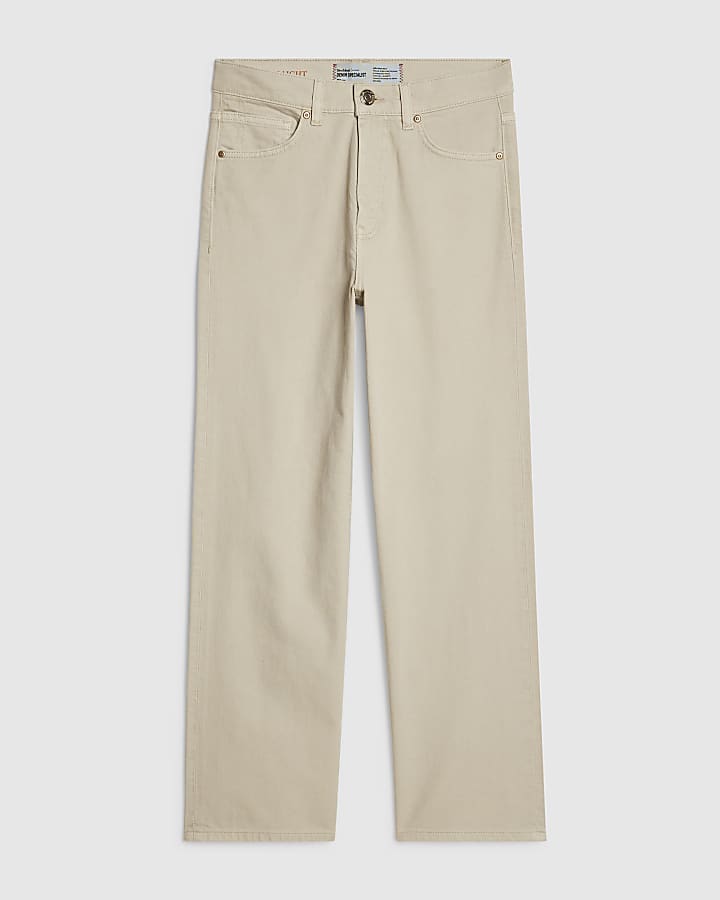 Cream Straight Leg Cropped Jeans