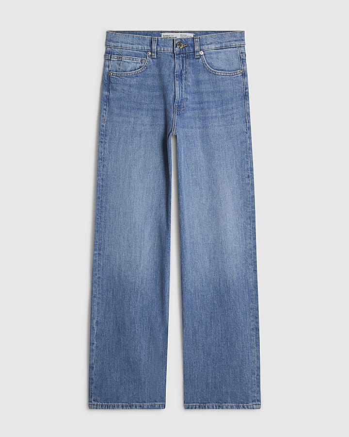 Blue Slim Straight Leg Cropped Jeans