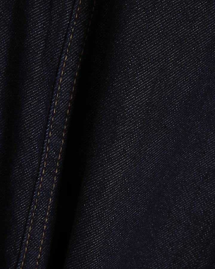 Blue Tab Hem Detail Barrel Leg Jeans